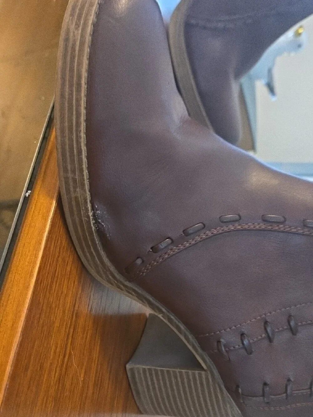 Maurices Brown Whipstitch Block Heel Ankle Boots Size 9 1/2
